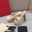 Valentino Heel 15.5cm platform 4cm Tan-Go Slides in patent leather Rainbow Gold 2023