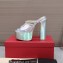 Valentino Heel 15.5cm platform 4cm Tan-Go Slides in patent leather Rainbow Silver 2023