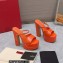Valentino Heel 15.5cm platform 4cm Tan-Go Slides in patent leather Orange 2023