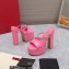 Valentino Heel 15.5cm platform 4cm Tan-Go Slides in patent leather Pink 2023