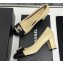 Chanel Heel 6cm Chain Crystal and Pearl CC Logo Pumps Leather Beige 2023