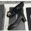 Chanel Heel 6cm Chain Crystal and Pearl CC Logo Pumps Leather Black 2023