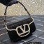 Valentino Crystals Embroidered VLogo Signature Loco Small Shoulder Bag Black