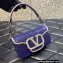 Valentino Crystals Embroidered VLogo Signature Loco Small Shoulder Bag Blue
