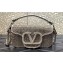 Valentino Crystals Embroidered VLogo Signature Loco Small Shoulder Bag Silver
