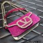 Valentino Crystals Embroidered VLogo Signature Loco Small Shoulder Bag Fuchsia