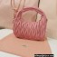 Miu Miu Wander matelassé nappa leather mini hobo bag 5BC125 Pink