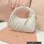 Miu Miu Wander matelassé nappa leather mini hobo bag 5BC125 White