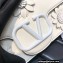 Valentino VLogo Signature Loco Shoulder Bag with Applique Flowers White