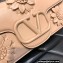 Valentino VLogo Signature Loco Shoulder Bag with Applique Flowers Apricot