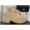 Chanel Heel 7.5cm Platform Quilting Logo Sandals Beige 2023
