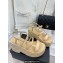Chanel Heel 7.5cm Platform Quilting Logo Sandals Beige 2023