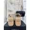 Chanel Heel 7.5cm Platform Quilting Logo Sandals Beige 2023
