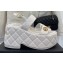 Chanel Heel 7.5cm Platform Quilting CC Logo Sandals White 2023