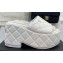 Chanel Heel 7.5cm Platform Quilting Logo Mules White 2023