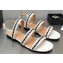 Chanel Chain Lambskin Flat Sandals White 2023