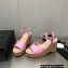 Chanel Heel 8cm Platform Sandal Leather Pink 2023