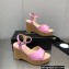Chanel Heel 8cm Platform Sandal Leather Pink 2023