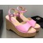 Chanel Heel 8cm Platform Sandal Leather Pink 2023
