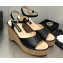 Chanel Heel 8cm Platform Sandal Leather Black 2023