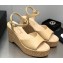 Chanel Heel 8cm Platform Sandal Leather Beige 2023