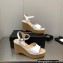 Chanel Heel 8cm Platform Sandal Leather White 2023