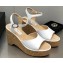 Chanel Heel 8cm Platform Sandal Leather White 2023