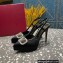 Valentino Heel 10.3cm Platform 2cm VLogo Signature Slingback Pumps Satin Black 2023