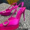 Valentino Heel 10.3cm Platform 2cm VLogo Signature Slingback Pumps Satin Fuchsia 2023