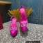 Valentino Heel 10.3cm Platform 2cm VLogo Signature Slingback Pumps Satin Fuchsia 2023