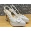 Valentino Heel 10.3cm Platform 2cm VLogo Signature Slingback Pumps Patent White 2023