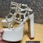 Valentino Heel 15cm Platform 6cm ROCKSTUD Sandals Leather White 2023