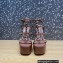 Valentino Heel 15cm Platform 6cm ROCKSTUD Sandals Leather Brown 2023
