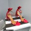 Aquazzura Heel 9.5cm Whip-It Fringe Leather Sandals Red 2023