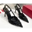 Valentino Heel 8.5cm VLogo Signature Slingback Pumps Hole Black 2023