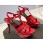 Saint Laurent Heel 10.3cm Platform 2.5cm Tribute Sandals in Smooth Leather 315490 Red