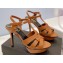 Saint Laurent Heel 10.3cm Platform 2.5cm Tribute Sandals in Smooth Leather 315490 Brown