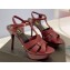 Saint Laurent Heel 10.3cm Platform 2.5cm Tribute Sandals in Smooth Leather 315490 Burgundy