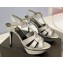 Saint Laurent Heel 10.3cm Platform 2.5cm Tribute Sandals in Smooth Leather 315490 Silver