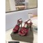 Saint Laurent Heel 10.3cm Platform 2.5cm Tribute Sandals in Patent Leather 315490 Burgundy