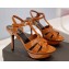 Saint Laurent Heel 10.3cm Platform 2.5cm Tribute Sandals in Patent Leather 315490 Brown