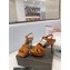 Saint Laurent Heel 10.3cm Platform 2.5cm Tribute Sandals in Patent Leather 315490 Brown