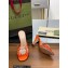 Gucci Heel 9cm Slide Sandals Orange with crystals Interlocking G 2023