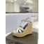 Saint Laurent Heel 12.5cm Platform 3.5cm Tribute Wedge Espadrilles in Smooth Leather 611924 Silver