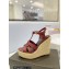 Saint Laurent Heel 12.5cm Platform 3.5cm Tribute Wedge Espadrilles in Smooth Leather 611924 Burgundy