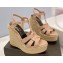 Saint Laurent Heel 12.5cm Platform 3.5cm Tribute Wedge Espadrilles in Patent Leather 611924 Nude