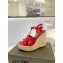Saint Laurent Heel 12.5cm Platform 3.5cm Tribute Wedge Espadrilles in Patent Leather 611924 Red
