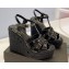 Saint Laurent Heel 12.5cm Platform 3.5cm Tribute Wedge Espadrilles in Patent Leather 611924 Black