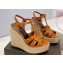 Saint Laurent Heel 12.5cm Platform 3.5cm Tribute Wedge Espadrilles in Patent Leather 611924 Brown