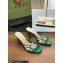 Gucci Heel 9cm Slide Sandals Green with crystals Interlocking G 2023